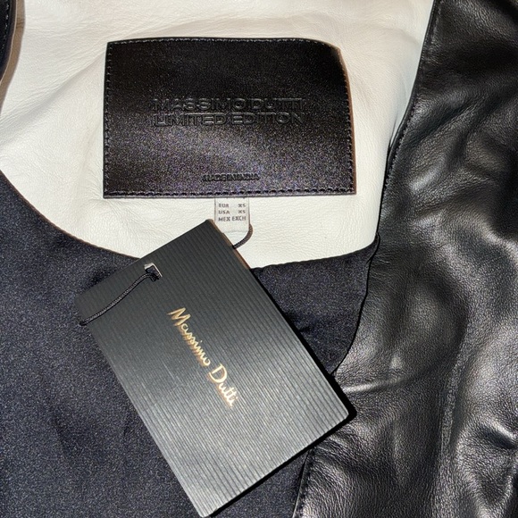NWT. Massimo Dutti Limited Edition Black Leather Jacket With Drawstring Size XS. - Picture 8 of 13